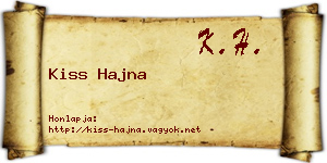 Kiss Hajna névjegykártya